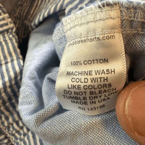 Chubbies Men's Striped Chambray Elastic Waist Chino Shorts Blue White Medium - Picture 4 of 8